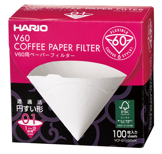 Hario V60 Filter Paper 01 White 100 pcs